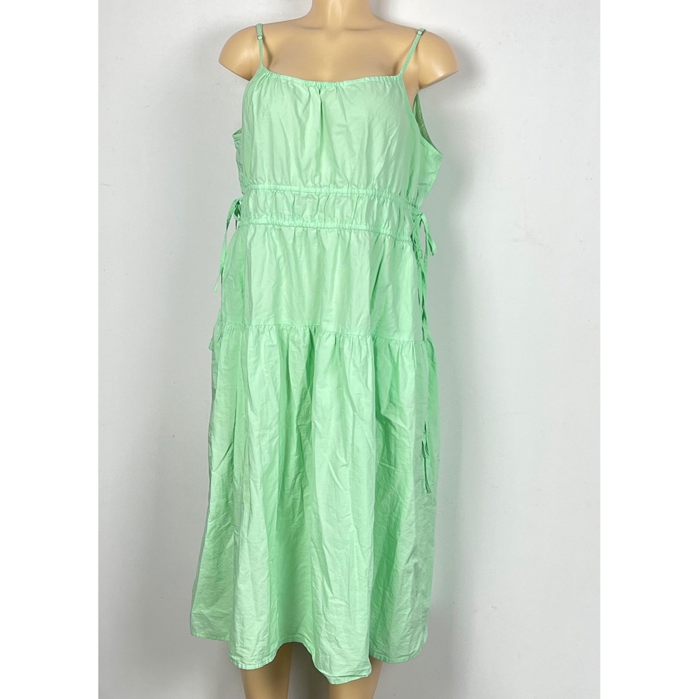 Gap Tiered Midi Dress Womens Medium Mint Green Cotton Adjustable Straps Summer